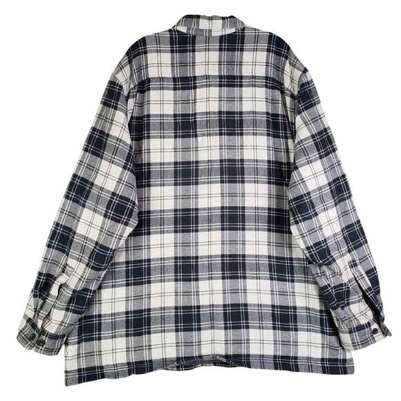 LL Bean Shirt Mens Flannel LS Button Up Size XXL Green Shacket Fleece Lined - Picture 2 of 9